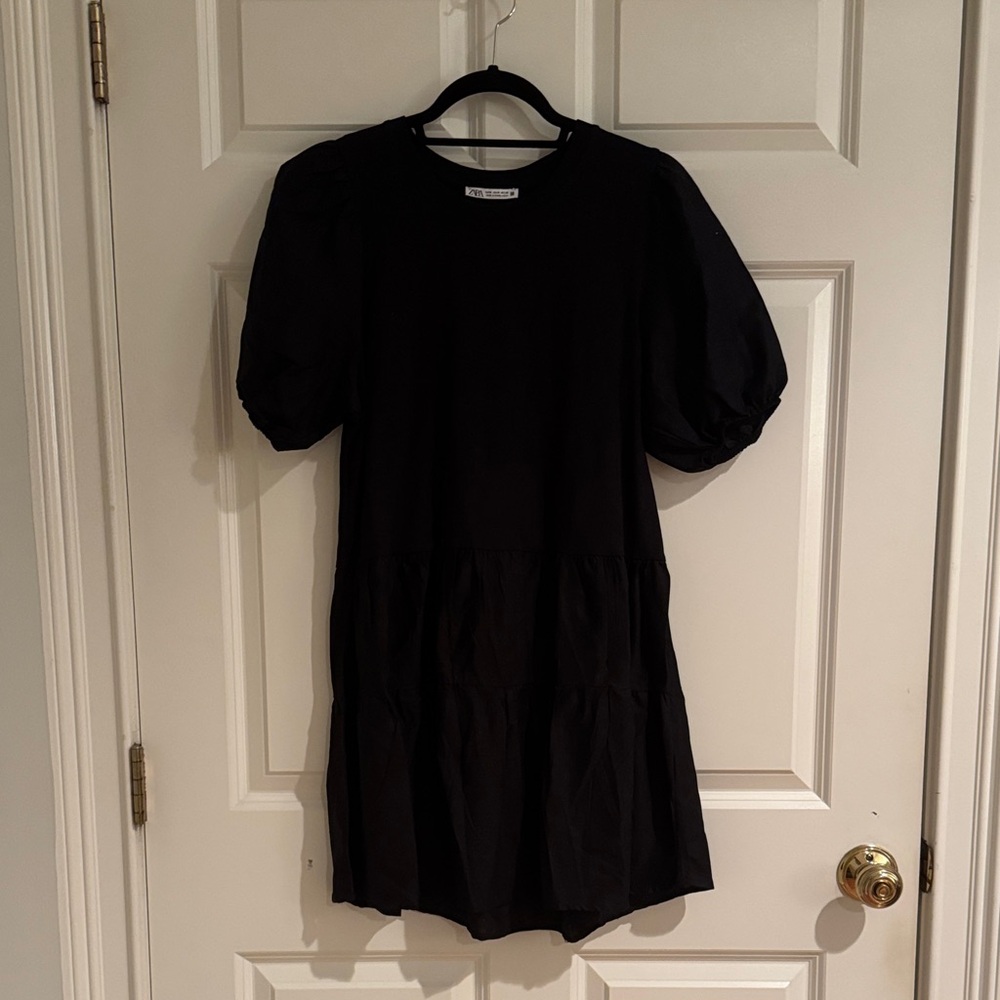 Zara Black Puff Sleeve Dress